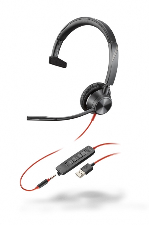 BlackWire 3315 USB-A - проводная гарнитура для ПК и мобильных устройств с шумоподавлением, моно, USB