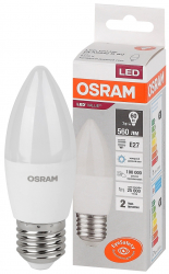 Лампа светодиодная Osram LED Value Classic LVCLB60 7SW/865 230V E27 10X1, 7 Вт, 560ЛМ, 6500К