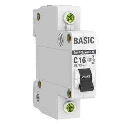 Автоматический модульный выключатель EKF Basic ВА 47-29, 1P 16А (C) 4,5кА