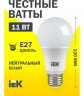 Лампа светодиодная IEK ECO A60 E27, 11 Вт, 990ЛМ, 4000К 