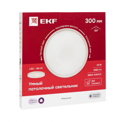 Умный потолочный светильник EKF Connect 24 Вт, 2880ЛМ, 2800-6000Л, 300 мм